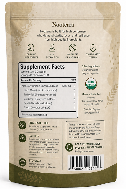 Nooterra Organic Mushroom Supplement — 60 Capsules